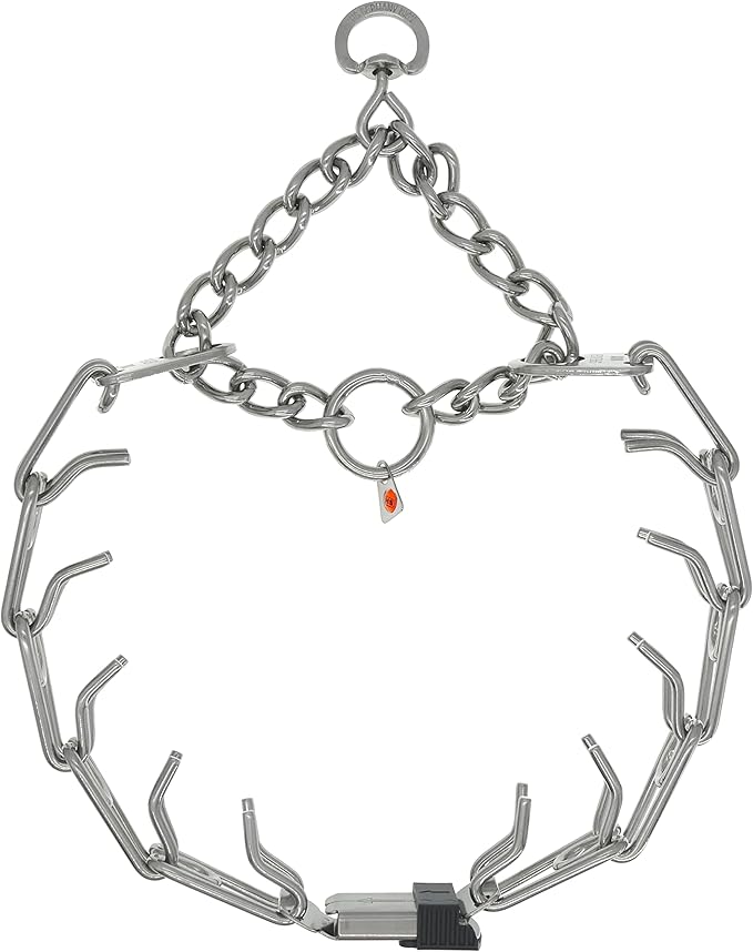 Herm Sprenger Stainless Steel Prong Dog Collar with Centered ClicLock Buckle and Assembly Chain Quick Release Training Pinch Collar for Large and X-Large Dogs Made in Germany