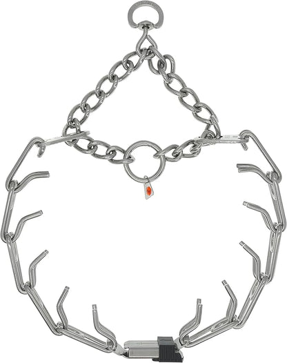 Herm Sprenger Stainless Steel Prong Dog Collar with Centered ClicLock Buckle and Assembly Chain Quick Release Training Pinch Collar for Large and X-Large Dogs Made in Germany