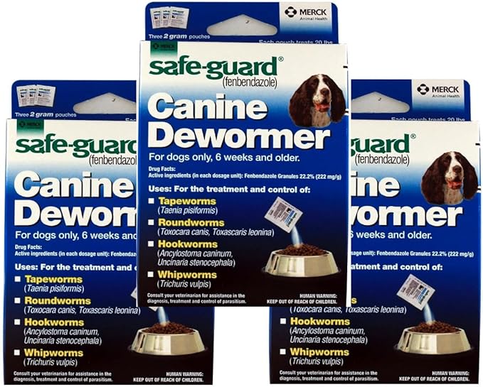 Safe-Guard Canine Dewormer For Dogs Only, 6 Weeks and Older, 9 Pouches Total(3 Packages with 3 Pouches each)