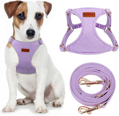 CHEDE No Pull Puppy Harness and Multifunction Dog Leash Set- 8 Colors Soft Adjustable No Choke Escape Proof Cute,Lightweight Pet Vest Harness for Small and Medium Dog (S, Purple)
