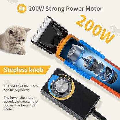 CGOLDENWALL Dog Hair Clipper for Grooming 200W Pet Clipper Kit with Spare Blade, Low Noise&Vibration, Animal Grooming Trimmer for Cat Sheep Dog 110-240V