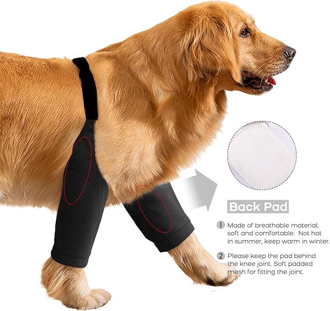 ROZKITCH Dog Surgery Leg Sleeve for Front Legs, Pet Prevent Licking Wound Elbow Knee Protector, Dog Leg Sleeve to Stop Licking Cone Collar Alternative for Sprain ACL CCL Arthritis Black XL