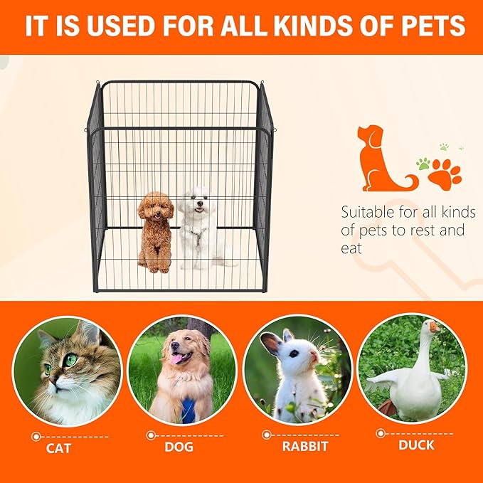 FDW Dog Playpen Dog Pen Dog Kennel 4 Panels 40 Inch Height Indoor Outdoor Folding Metal Portable Puppy Exercise Pen Heavy Duty Dog Fence for Yard Camping,Black