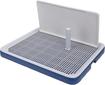 Indoor Dog Potty Tray with High Wall, 19.3 x 24.8 in Mesh Training Toilet for Puppy and Small Dogs, Deep Base Pee Pad Holder with Splash Guard, Non-Slip Bottom, Easy-Clean, House Training Use