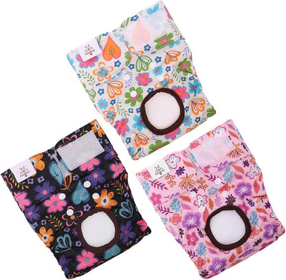 CuteBone Dog Diapers Female Washable Small Medium Large 3 Pack Reusable Doggie Diapers Puppy Period Pants for Doggy Heat Cycle Peeing