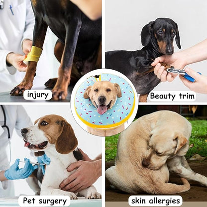 Dog Cone Collar Inflatable Donut for Large Medium Small Dogs, Soft Waterproof Dog Cone Alternative After Surgery Prevents Licking Wounds Easy Clean (Blue, M (Neck 9"-12"))