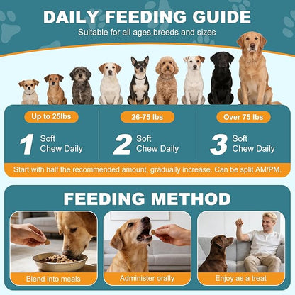 Dog Allergy Chews, Allergy Immune Bites for Dogs, Itching Skin Relief, Itchy Ears, Anti Itch, Paw Licking Treatment, Seasonal Allergies, Dog Probiotics for Digestive Health & Gut Health, 180 Chews