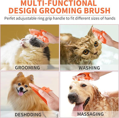 Professional 7 in 1 Dog Paw Cleaner for Dogs & Cats - Includes 1 Portable Paw Washer, 1 Bath Brush, 2 Dog Toothbrushes and 3 Absorbent Towels Note: Fits Paws 2.5 to 3.5 Inches Wide (Orange, Large)