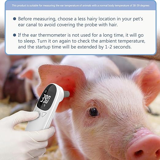 Ear Thermometer for Pet, Accurate 32-42.9℃ Ear Temperature Thermometer, Digital USB Rechargeable 5x1.5 for Dog, Cat, Pig, Sheep