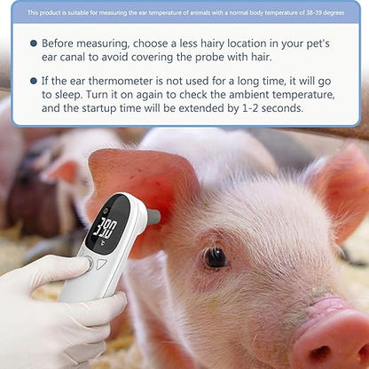 Ear Thermometer for Pet, Accurate 32-42.9℃ Ear Temperature Thermometer, Digital USB Rechargeable 5x1.5 for Dog, Cat, Pig, Sheep