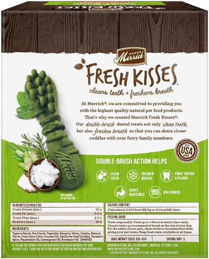 Merrick Fresh Kisses Natural Dental Chews Infused With Coconut And Botanical Oils For Medium Dogs 25-50 Lbs - 22 ct. Box