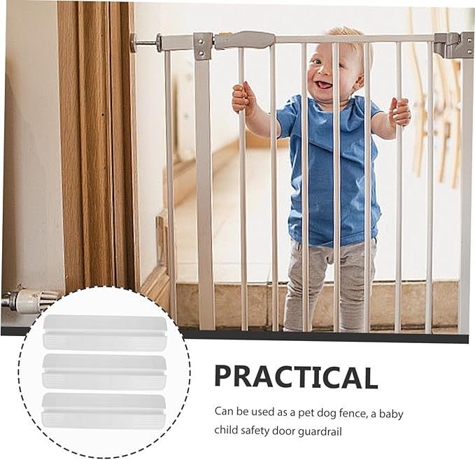 3pcs Indoor Pet Safety Gate with Anti-Kick Pedal for Small Medium and Large Dogs Easy Installation Guardrail and Safety Door Fixator Durable Barrier for Pets and Boy Girl White