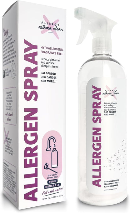 Allergy Asthma Clean Allergen Spray, Pets, Dust Allergies & More, Air & Surface, Just Add Water, Bottle, Over 33oz