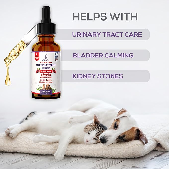 Dog UTI Treatment | Urinary Tract Infection Drops for Cats & Dogs | Cat UTI Remedy | Cranberry Supplement | Kidney Health Support, 2 Fl.Oz