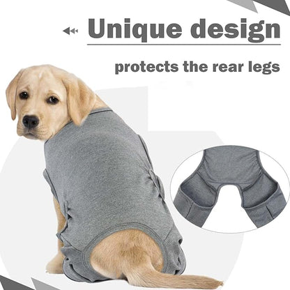 ROZKITCH Right Left Leg Recovery Sleeve for Dogs Rear Legs, Pet Prevent Licking Wound Elbow Protector, Protective Wound Pants for Dogs for Sprain ACL CCL Arthritis Joint Care Grey XL