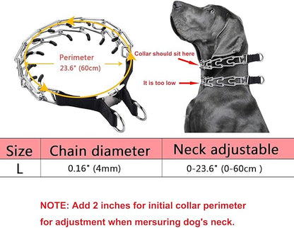 Prong Collar for Large Dogs, Dog Pinch Collar,Dog Training Collar,High Strength Quick Release Metal Buckle,Comfort Rubber Tips,for Large Dogs (4.0mm, 23.6-Inch, Black)