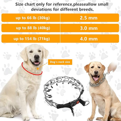 Prong Collar for Large Dogs, Dog Pinch Collar,Dog Choker Collar,High Strength Quick Release Metal Buckle,Comfort Rubber Tips,for Large Dog