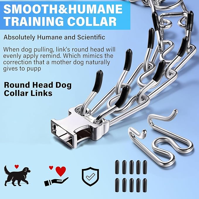 Prong Collar for Dogs, Adjustable Dog Training Collar with Quick Release Buckle for Small Medium Large Dogs (M&L/Neck Girth 14.5"-18.6")