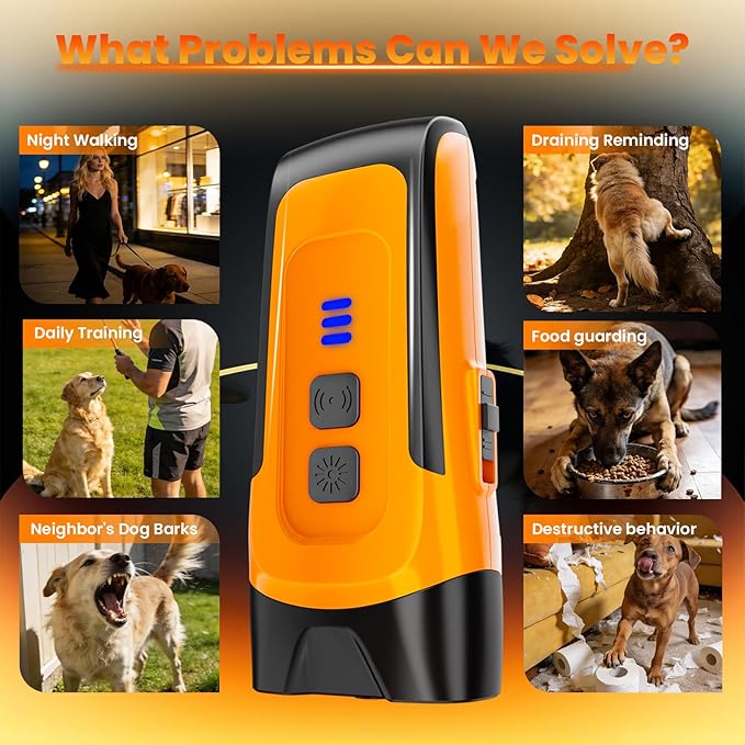 Dog Bark Deterrent Device 2X Anti Barking Device for Dogs, 4 Modes Stop Neighbors Dog Barks Control Indoor Outdoor Yard 50ft Range Compact Gentle Leader for Dogs Rechargeable Puppy Behavior Aids