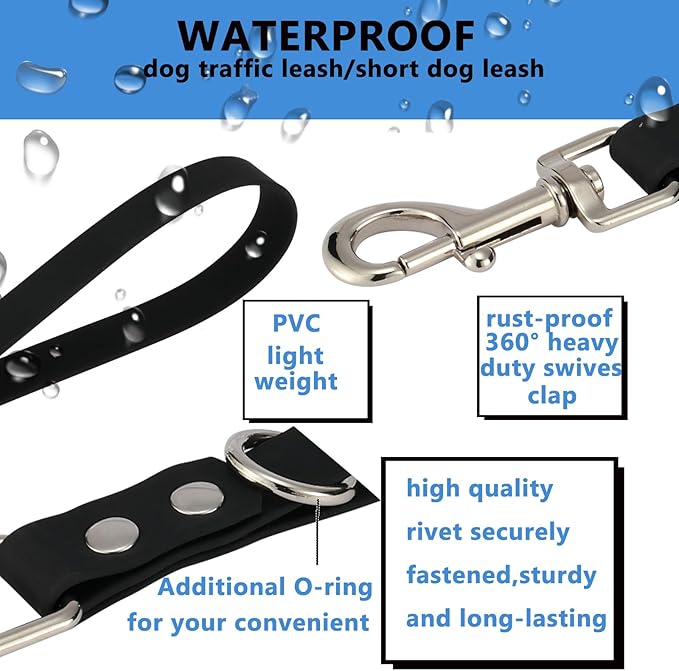 Short Dog Leash - 9 Inch Dogs Lead Grab Tab Heavy Duty Waterproof PVC Dog Training Traffic Leashes for Safety Control Behavior Correction Hiking Backup & All Breeds(Tea Green, 9'')