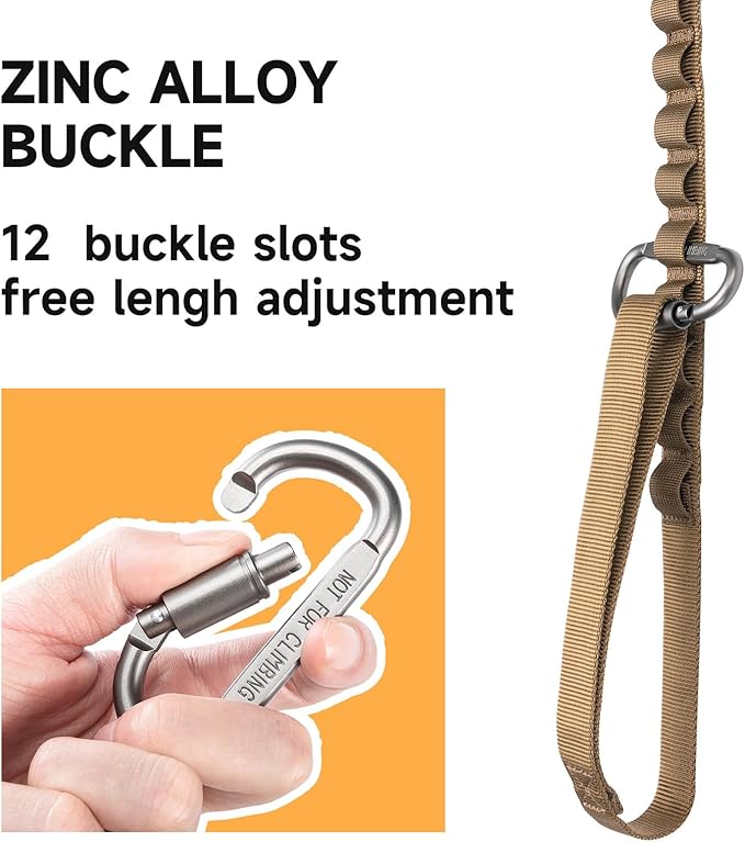 EXCELLENT ELITE SPANKER Tactical Bungee Dog Leash Military Adjustable Dog Leash Quick Release Elastic Leads Rope with 2 Control Handle(Coyote Brown)