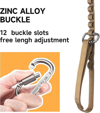 EXCELLENT ELITE SPANKER Tactical Bungee Dog Leash Military Adjustable Dog Leash Quick Release Elastic Leads Rope with 2 Control Handle(Coyote Brown)