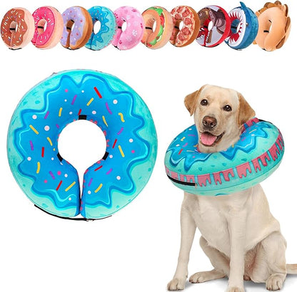 BEAUTYZOO Dog Cone Alternative After Surgery for Large Medium Small Dogs, Soft Inflatable Cone Collar for Dogs Cats, Pet Neck Donut E Collar Dog Recovery Collars to Stop Licking, Blue Donut, XL