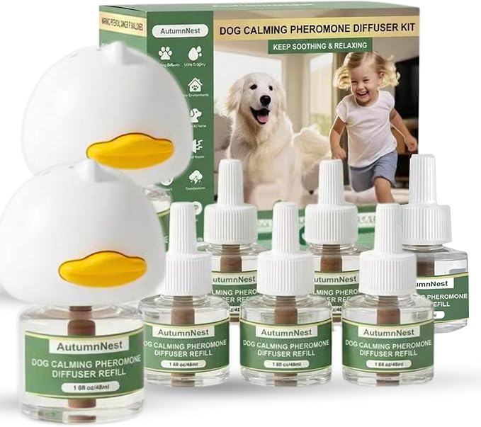 8-in-1 Calming Diffuser for Dog – Pheromone-Based Dog Anxiety Relief, 2 Plug-Ins & 6 Refills for 180-Day Stress Support – Helps Promote Calm Behavior, Safe & Non-Toxic, Anxiety Relief for Dogs