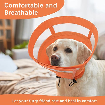 ASENKU Dog Cone Collar, Soft Adjustable Cone for Dogs to Stop Licking, Lightweight Recovery Dog Cone After Surgery, Pet E-Collar for Small, Medium & Large Dogs(Orange, M)