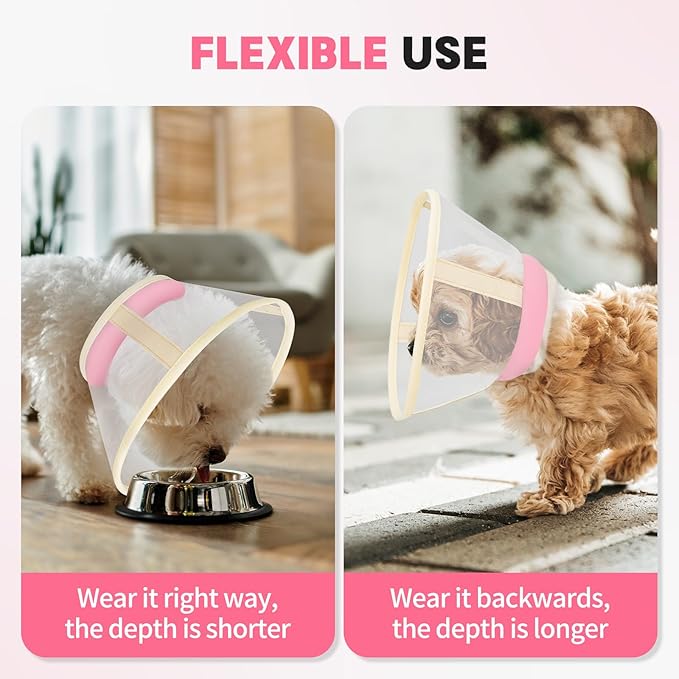 Soft Dog Cone Collar to Stop Licking-Adjustable Comfortable Mesh Recovery Collars After Surgery for Small or Miniature Dogs, Alternative to Plastic Elizabethan Collar for Neuter Incision Care (Pink,L)