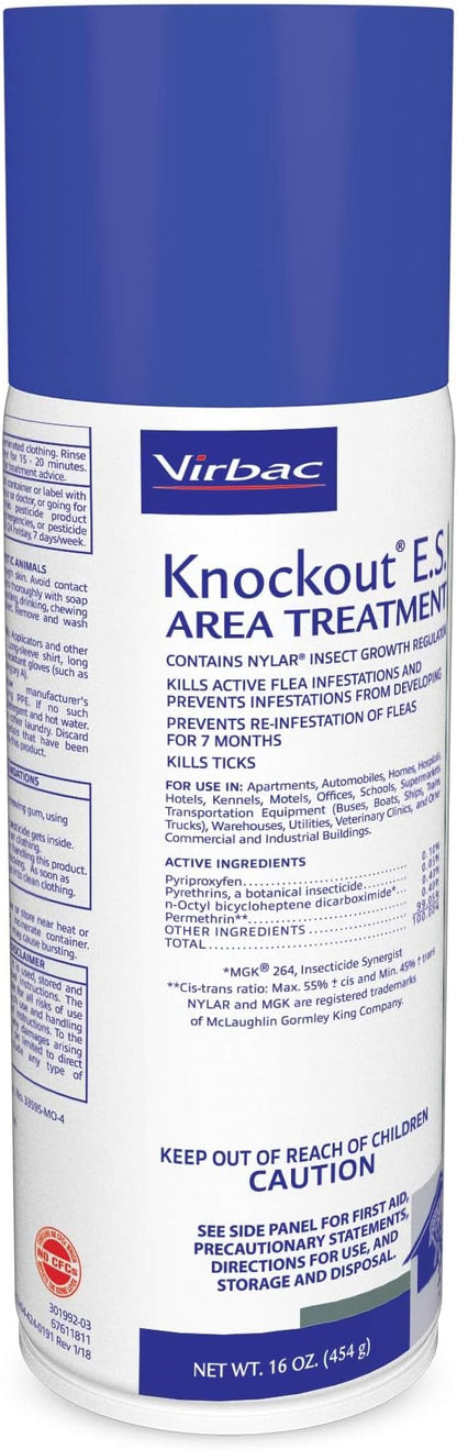 Virbac KNOCKOUT® E.S. Area Treatment Carpet Spray, Kills Fleas, Flea Eggs, Flea Larvae, and Prevents Infestations, 16 oz