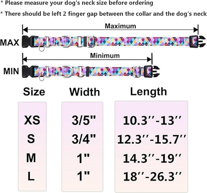 Reflective Martingale Collar for Dogs with Quick Release Buckle No Pull Training Dog Collars (Colorful Geometric, Medium)