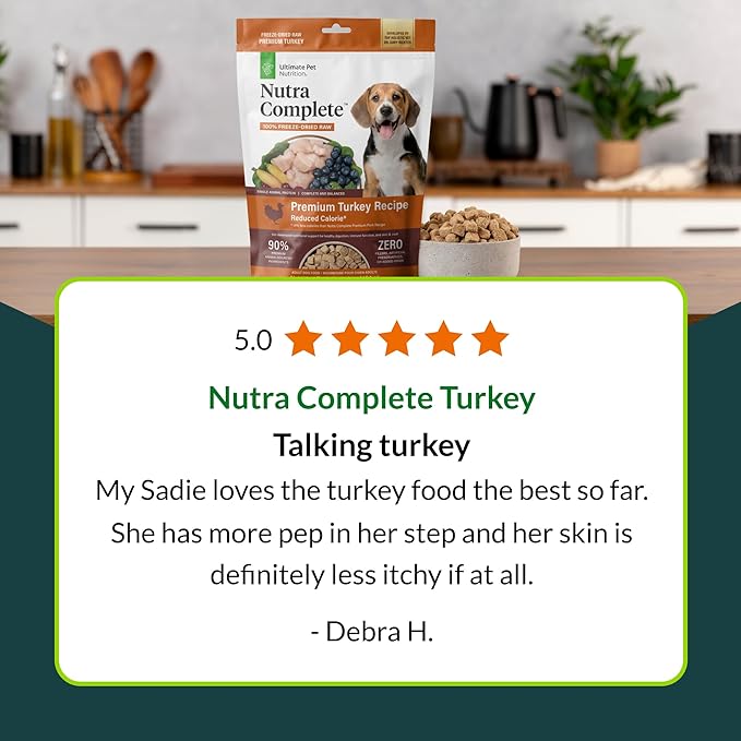 ULTIMATE PET NUTRITION Nutra Complete Reduced Calorie, 100% Freeze Dried Raw Veterinarian-Formulated Premium Adult Dog Food (1 Pound, Turkey)
