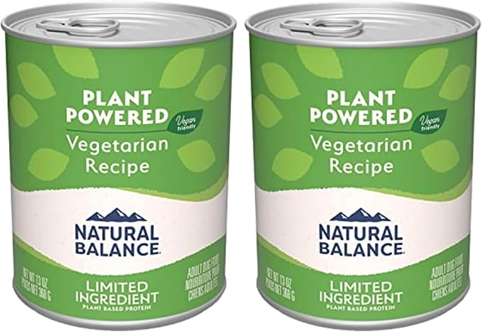 Natural Balance Limited Ingredient Adult Wet Canned Dog Food with Vegan Plant Based Protein and Healthy Grains,Vegetarian Recipe,13 Ounce,(Pack of 24)