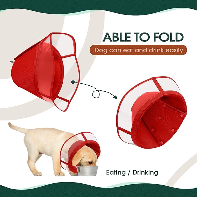 Kuoser Medium Dog Cone Collar After Surgery, Soft Cone for Dogs to Stop Licking, Breathable Pet Recovery Collar Comfy Elizabethan Collars, Adjustable Protective Dog Cones for Medium Dogs, Red M