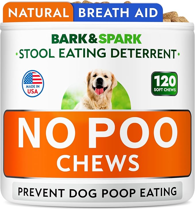 No Poo Chews for Dogs - Coprophagia & Stool Eating Deterrent with Probiotics, Digestive Enzymes & Breath Aid Support - Stop Dog Poop Eating - Made in USA - 120Ct