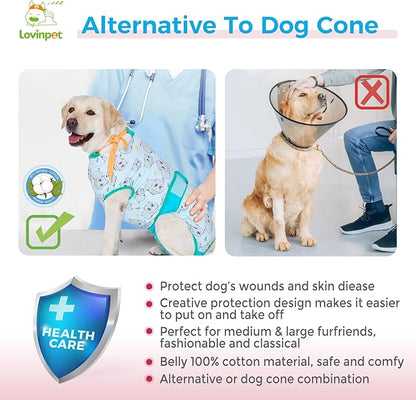 LovinPet Recovery Suit for Dogs: Onesie for Dogs After Surgery Female & Male Anti-Licking Protection Full Body Coverage for Anti-Shedding