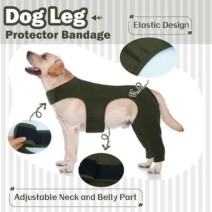 ROZKITCH Dog Leg Surgery Recovery Suit Rear Legs, Pet Sleeve to Prevent Licking Wound Elbow Protector, Dog Recovery Suit Cone Collar Alternative for Sprain ACL CCL Arthritis Joint Care Green XL