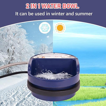 Automatic Heated Dog Water Bowl Outdoor Large Breed Auto Fill Heated Pet Cat Chicken Water Bowl with Float Valve Dog Water Dispenser Pet Waterer for Cat Chicken Goat Pig Horse Livestock