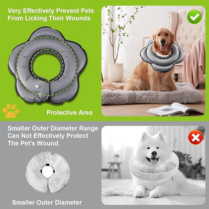 Dog Cone Collar for Large Dogs, Soft Inflatable Dog Donut Alternative After Surgery, Adjustable Protective Pet Recovery Collar, Donut Recovery Collar Prevents Licking for Dogs (Gray, XL)