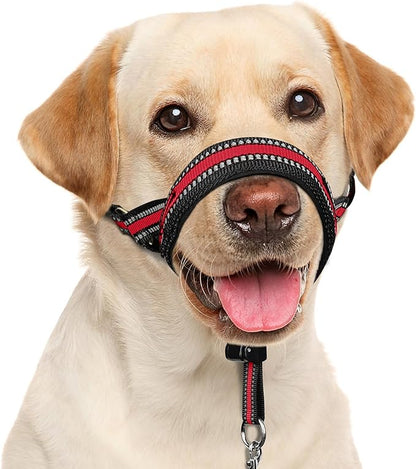 BARKLESS Soft Dog Head Collar, Patented Padded No Pull Head Halter, Training Nose Leash with Safety Link for Medium Large Dogs, Adjustable Muzzle Leash, Easy Control for Walking (XL, Red)