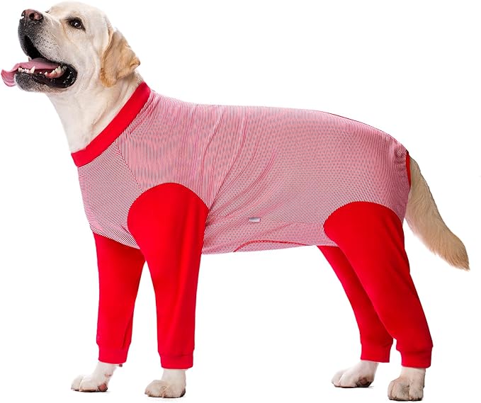 Yeapeeto Dog Onesie Surgery Recovery Suit for Large Medium Bodysuit Dogs Pajamas PJS Full Body for Shedding, Prevent Licking, Wound Protection, Cone Alternative (2XL, Red)