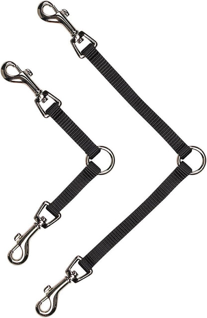 Guardian Gear Nylon 2-Way Small Dog Coupler with Nickel-Plated Swivel Clip, 4", Black (Pack of 2)