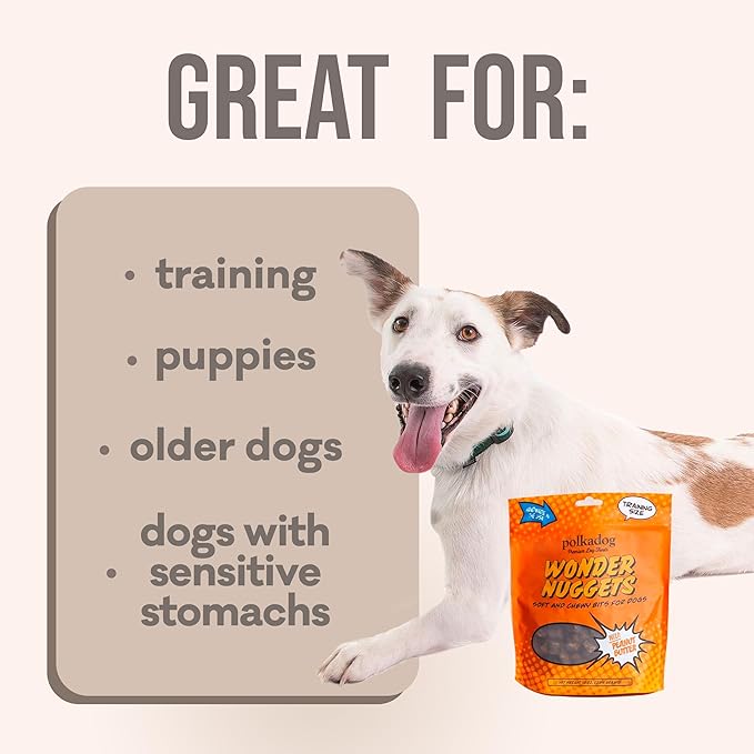 Polkadog Wonder Nuggets Variety 3-Pack Dog Treats - Peanut Butter, Turkey & Cranberry, Apple & Pork, Soft & Chewy, Limited Ingredient, Great for Training All Breeds, Made in USA - 10oz (3pk)