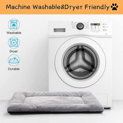 Dog Beds Crate Pad for Medium Dogs Fit Metal Dog Kennel,Ultra Soft Puppy Bed Washable & Anti-Slip Kennel Pad for Dogs Cozy Sleeping Mat,Gray 30inch