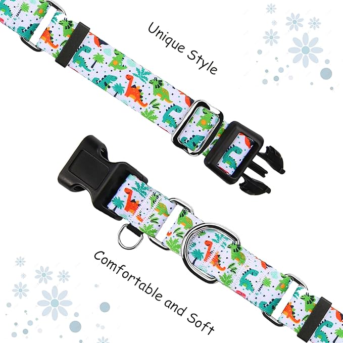 Martingale Dog Collars with Buckle No Pull Training Dog Collar for Small Dogs (Green Dinosaur, Small)