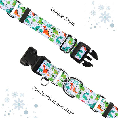Martingale Dog Collars with Buckle No Pull Training Dog Collar for Small Dogs (Green Dinosaur, Small)