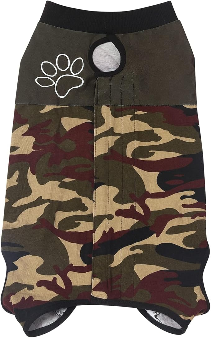 Jiupety Dog Surgical Recovery Suit Adjustable, Not Fit Slim and Long Body, Dogs Suit for Surgery Recovery, 2XL Size, Anti-Licking Surgical Dog Onesies, Camo