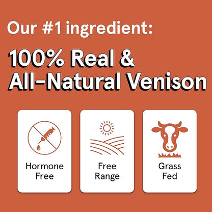 TRMC Real Meat Dog Treats - 12oz Bag of Bite-Sized Air-Dried Venison Jerky for Dogs - Grain-Free Jerky Dog Treats Made up of 95% Free-Range, Grass Fed Venison - Natural High Protein Dog Treats