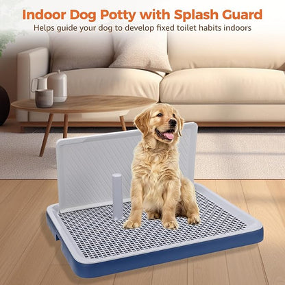 Indoor Dog Potty Tray with High Wall, 19.3 x 24.8 in Mesh Training Toilet for Puppy and Small Dogs, Deep Base Pee Pad Holder with Splash Guard, Non-Slip Bottom, Easy-Clean, House Training Use